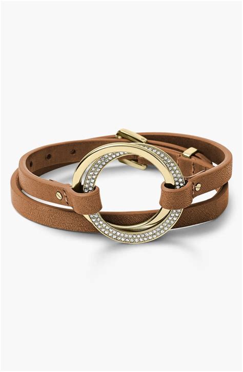 michael kors leather wrap bracelet black|Michael Kors bracelet with diamonds.